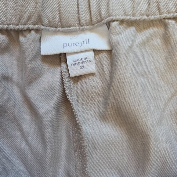 J Jill Pure Jill Pants Women's 2XL Crop Wide Leg Pull on Beige Elastic Waist - Picture 3 of 7